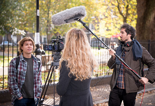 students recording vision and audio outside
